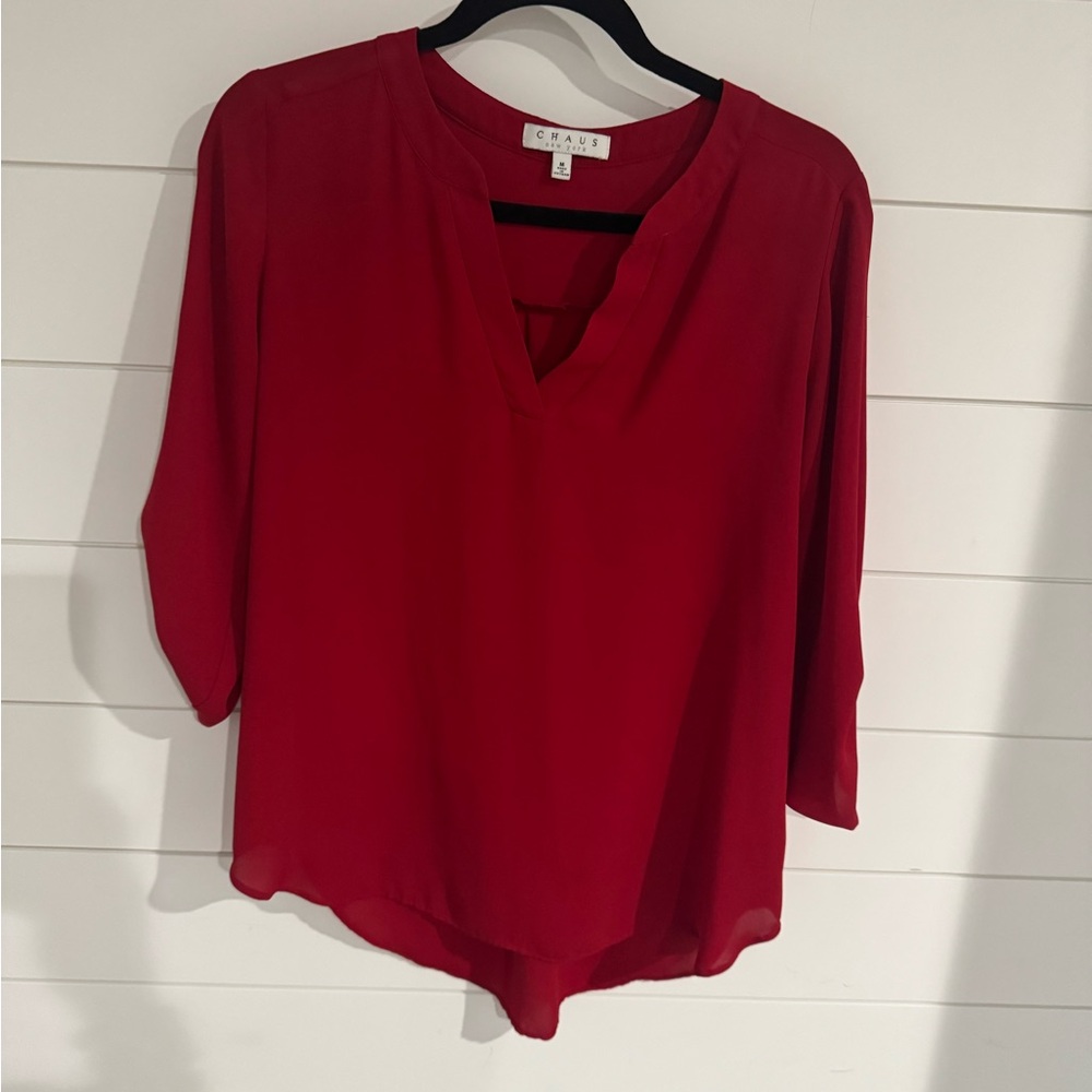 Chaus Women's Deep Red Blouse - Picture 2 of 5